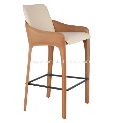 Color matching saddle leather bar chair